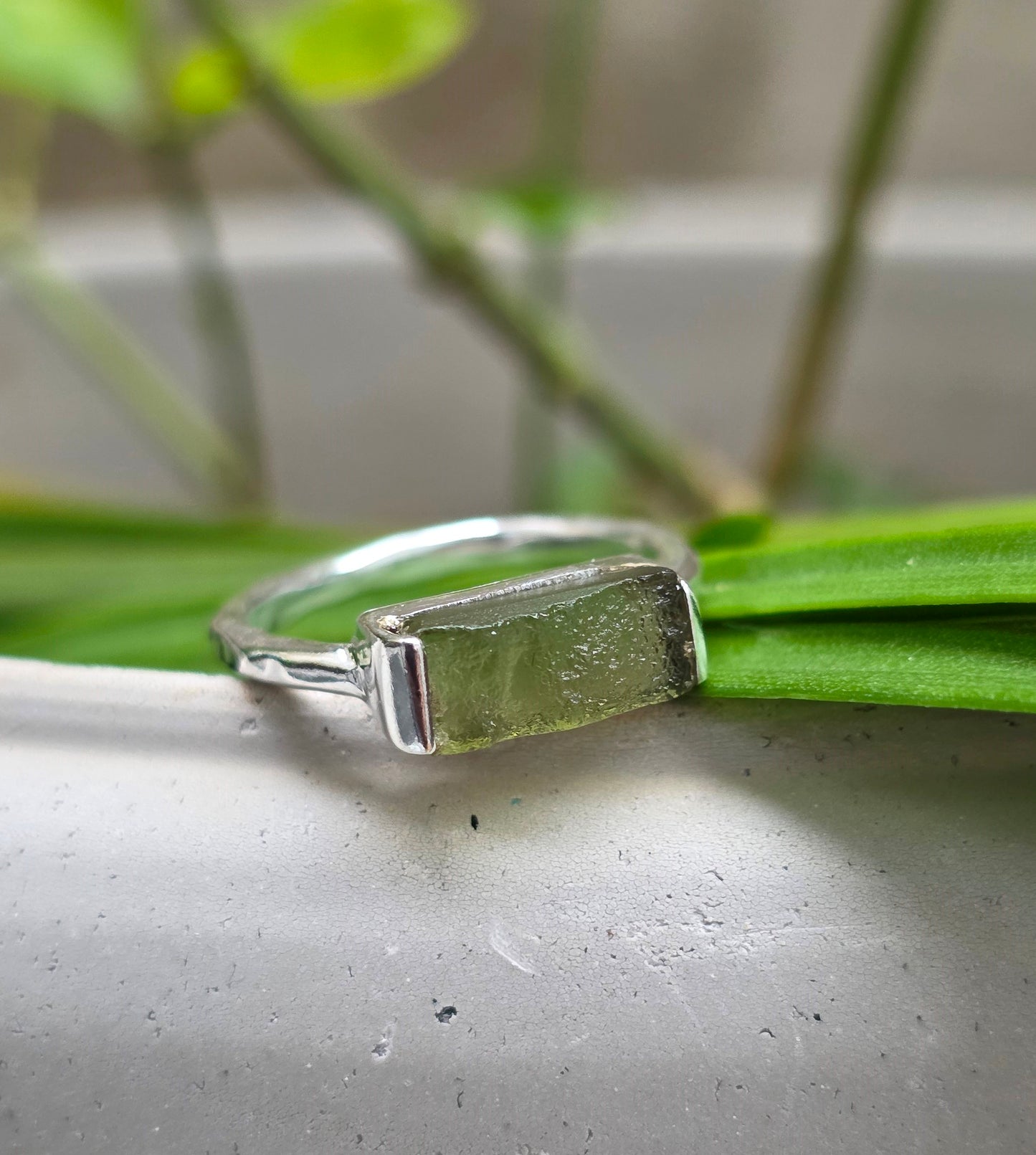 Raw Moldavite Handmade Ring | 925 Silver - SilverForestaa