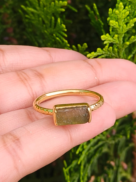 Raw Moldavite Handmade Ring | 925 Silver - SilverForestaa