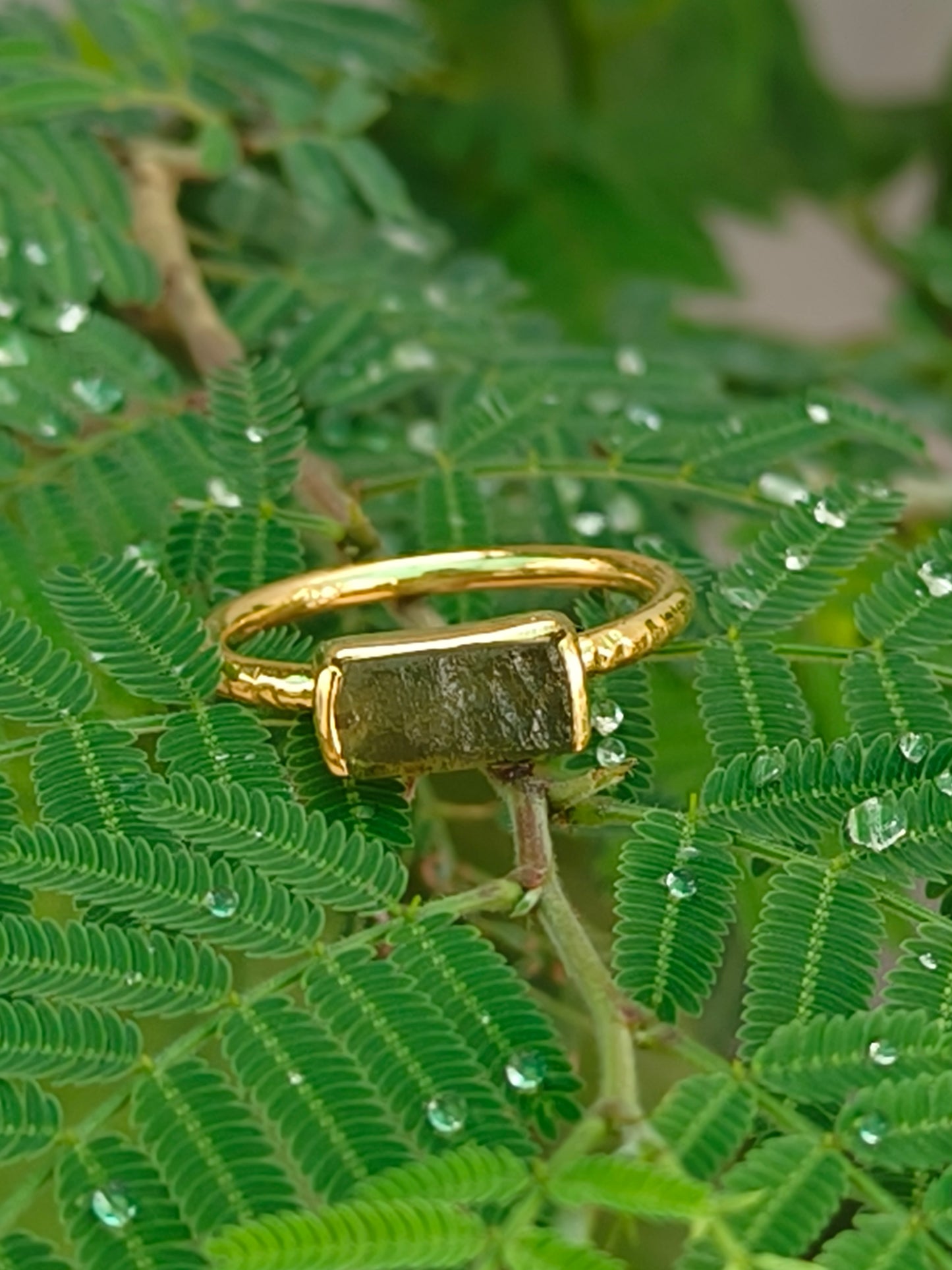 Raw Moldavite Handmade Ring | 925 Silver - SilverForestaa