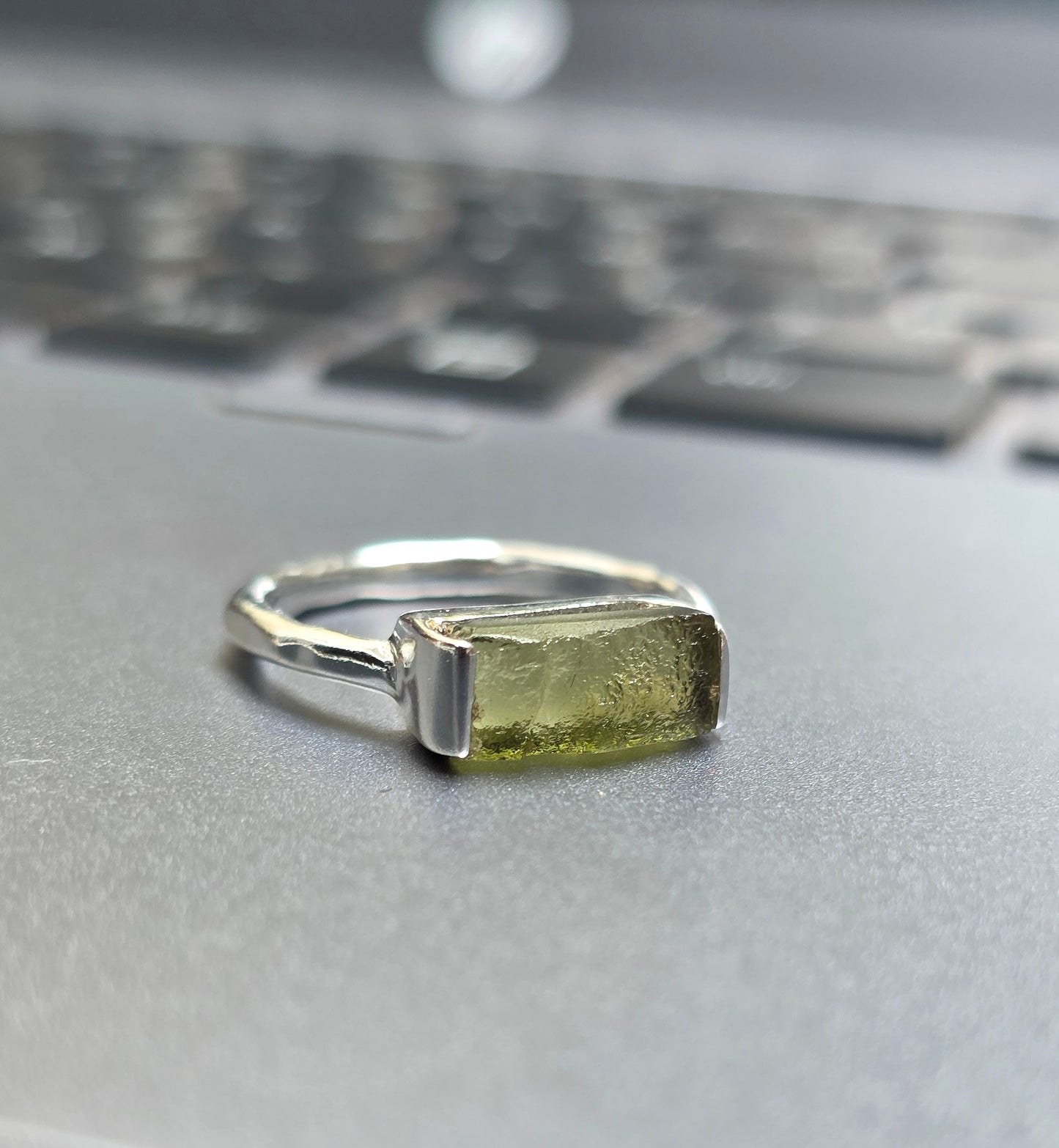 Raw Moldavite Handmade Ring | 925 Silver - SilverForestaa