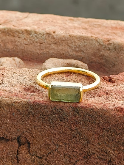 Raw Moldavite Handmade Ring | 925 Silver - SilverForestaa
