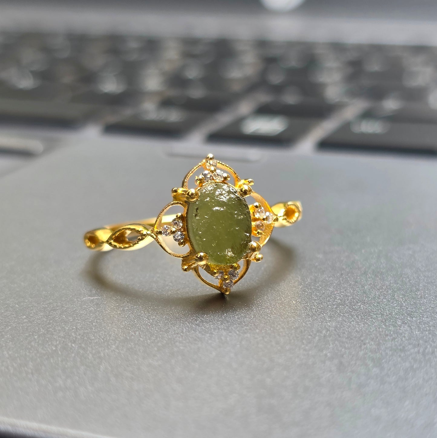 Rough Moldavite 925 Silver Ring - SilverForestaa