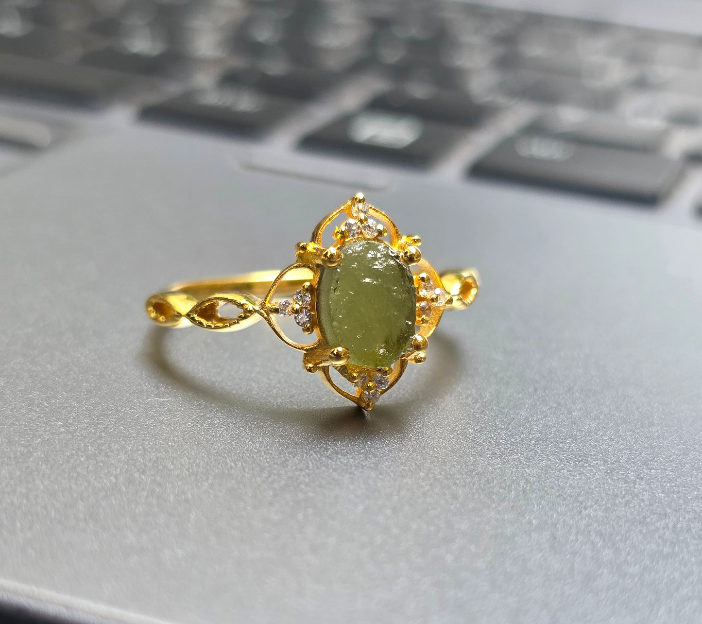 Rough Moldavite 925 Silver Ring - SilverForestaa