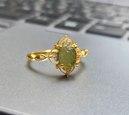 Rough Moldavite 925 Silver Ring - SilverForestaa