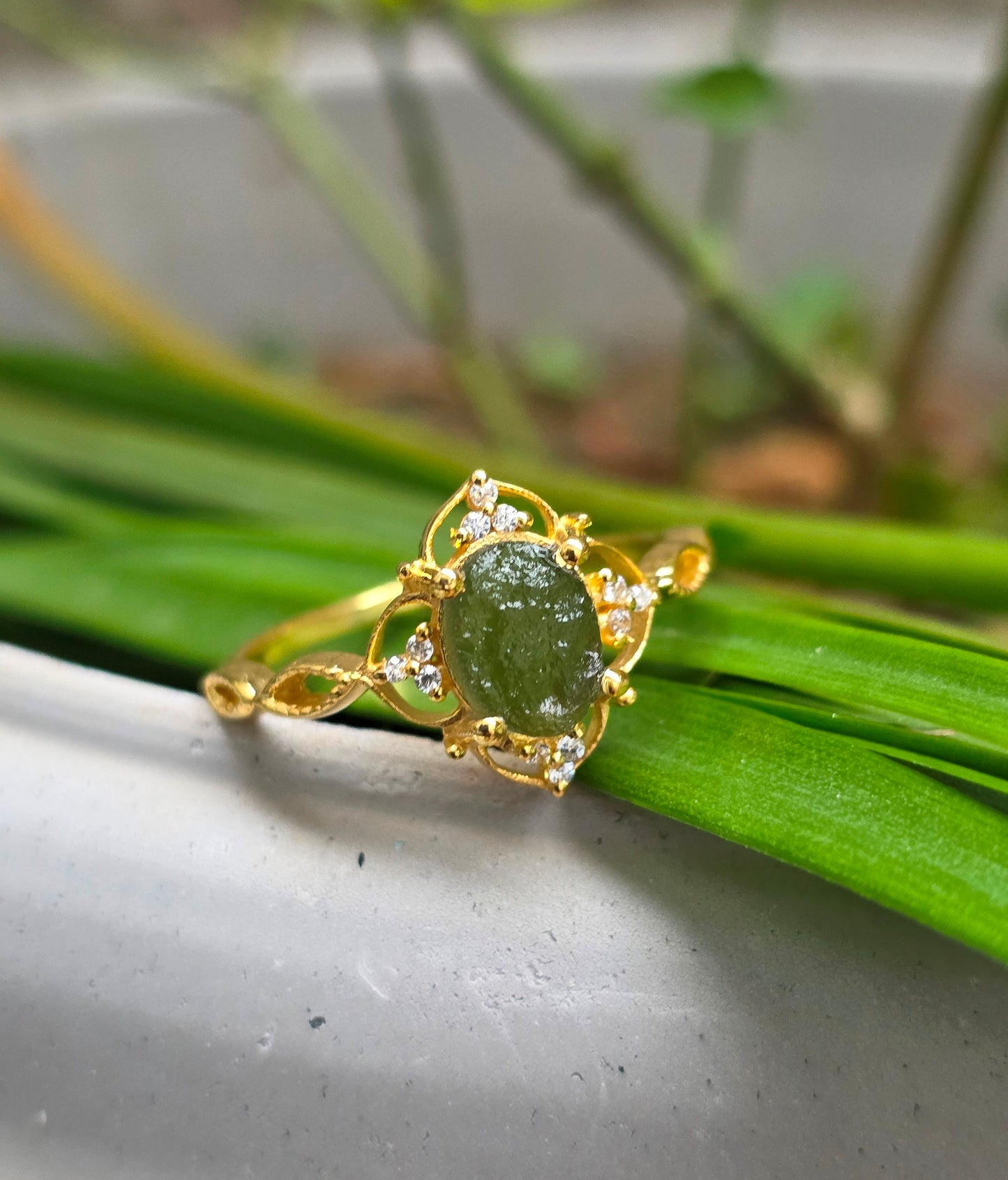 Rough Moldavite 925 Silver Ring - SilverForestaa