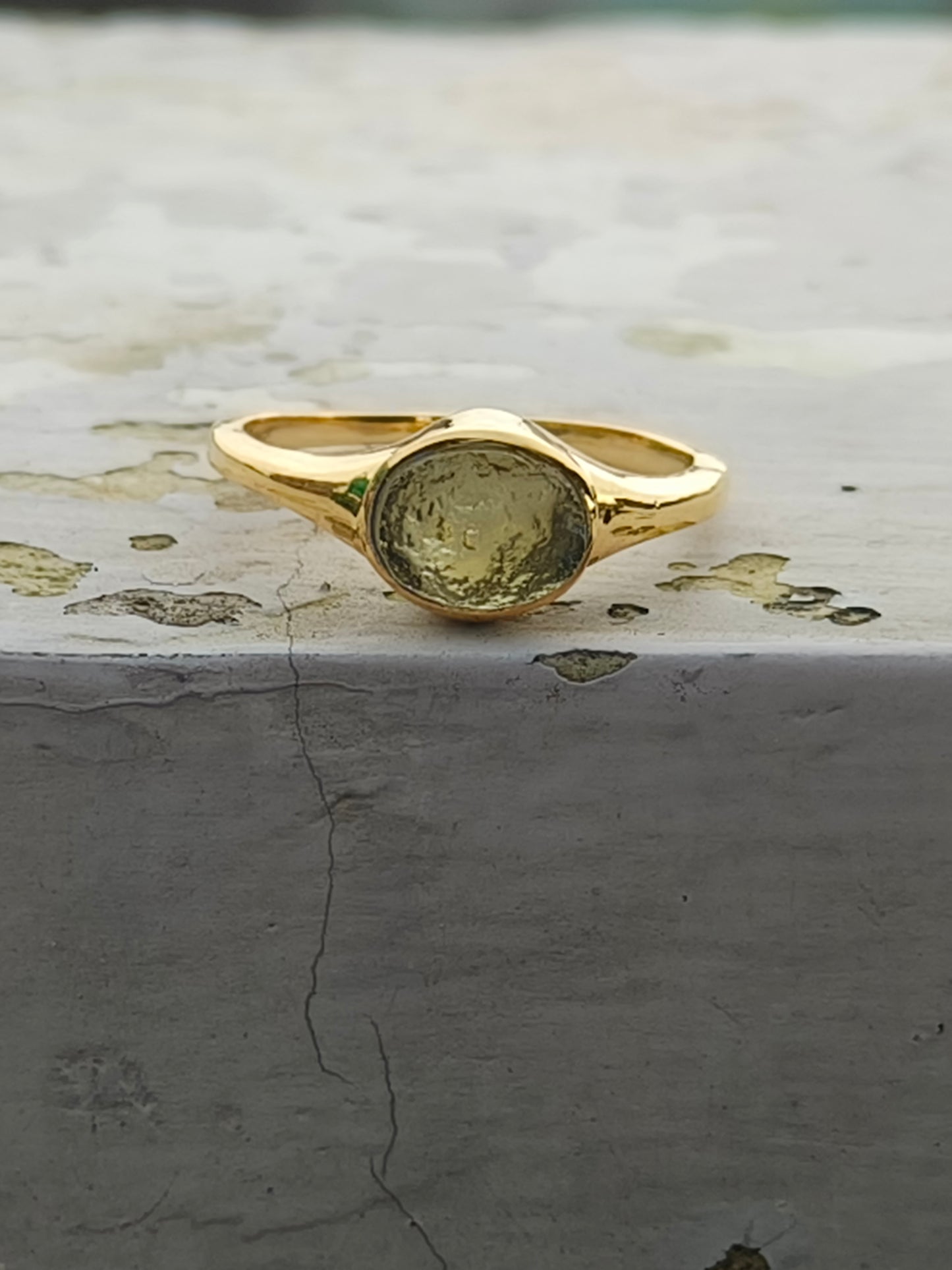 Men's 925 Silver Raw, Rough Moldavite Wedding Ring - SilverForestaa