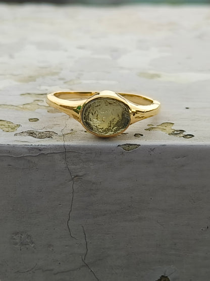 Men's 925 Silver Raw, Rough Moldavite Wedding Ring - SilverForestaa