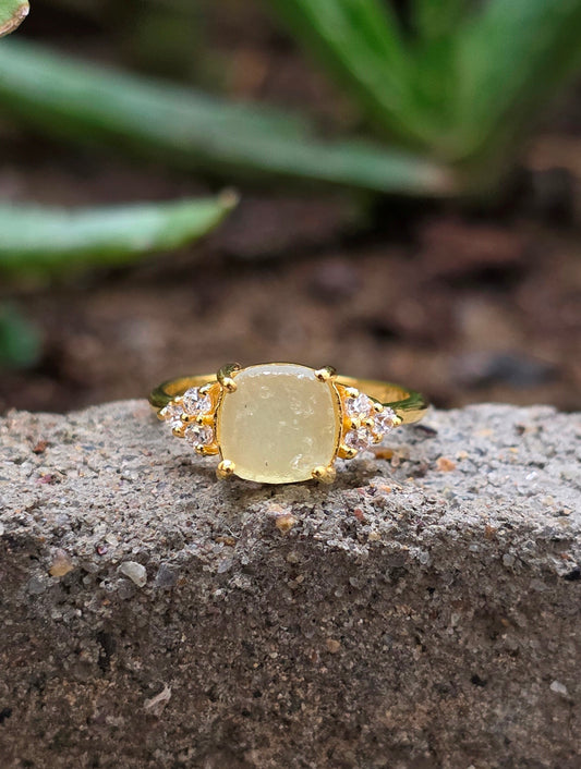Raw Libyan Desert Tektite Engagement Ring | 925 Silver