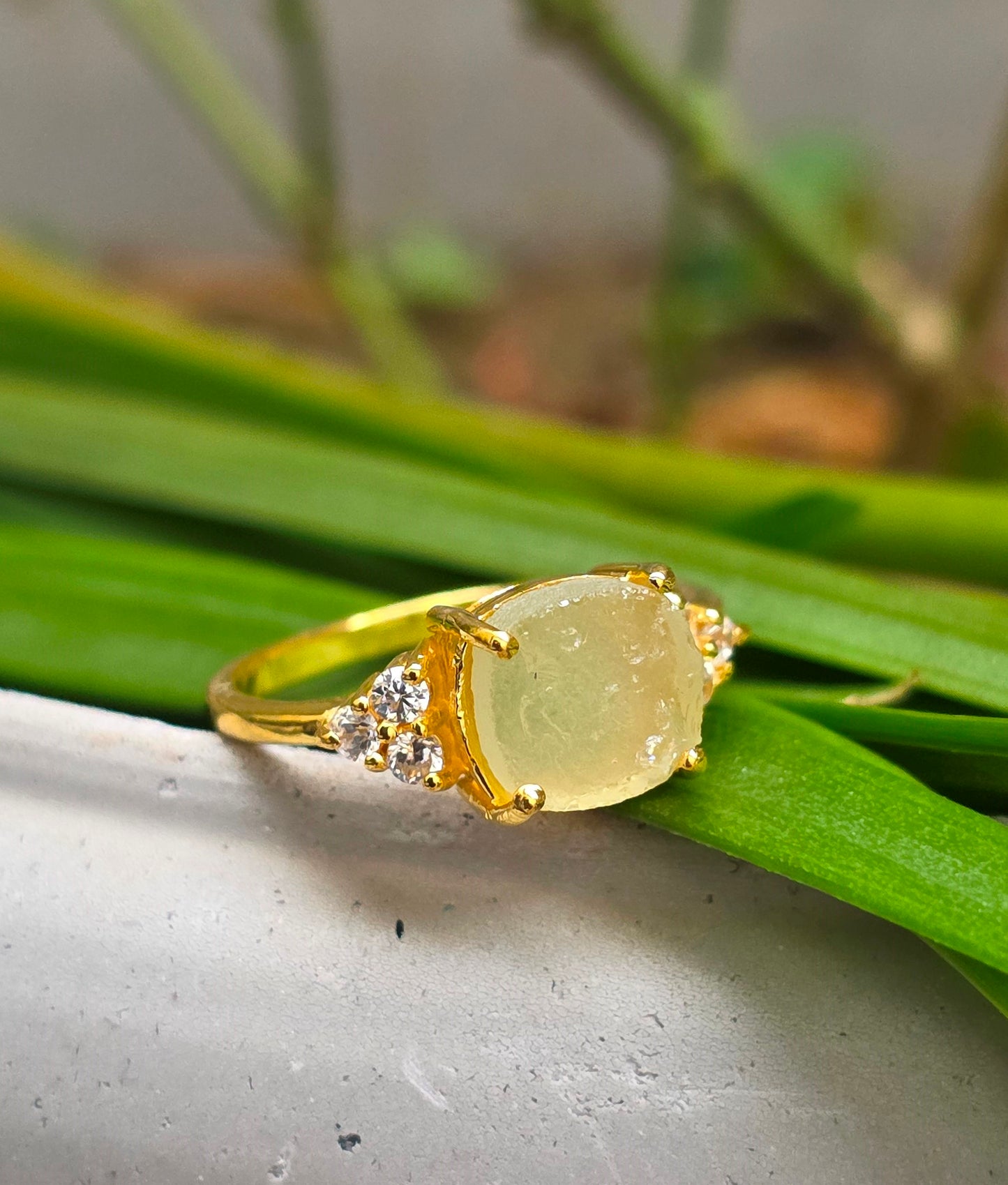 Raw Libyan Desert Tektite Engagement Ring | 925 Silver