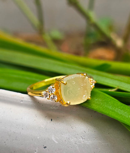 Raw Libyan Desert Tektite Engagement Ring | 925 Silver