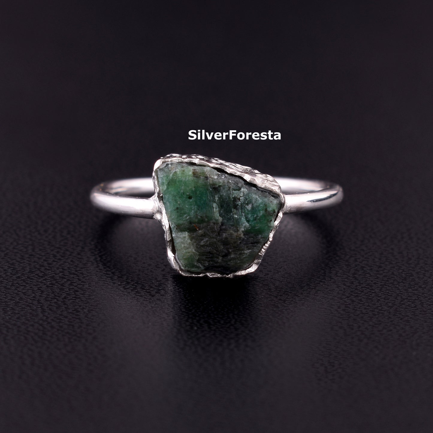 Raw Emerald Silver Ring – SilverForestaa