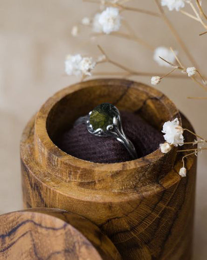 Witchy Moldavite Ring | 925 Silver Engagement Jewelry