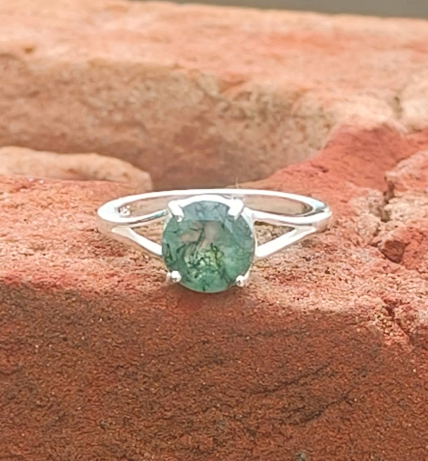 925 Silver Moss Agate Dainty Jewelry | Handmade for Her