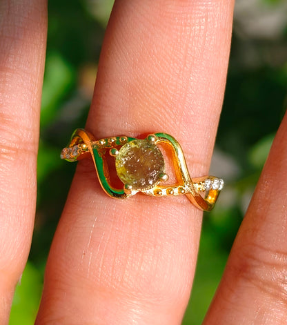 Rough Moldavite Ring | Silver Jewelry for Her