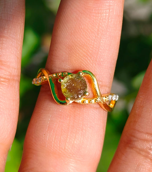 Rough Moldavite Ring | Silver Jewelry for Her