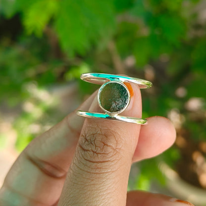 Raw Moldavite Sterling Silver Ring - SilverForestaa
