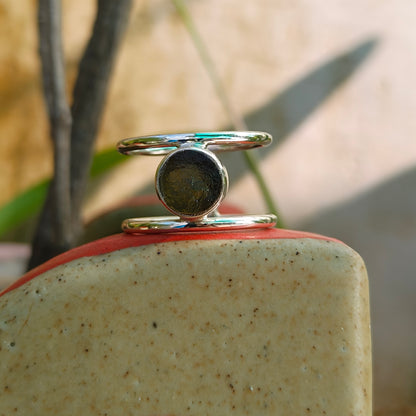 Raw Moldavite Sterling Silver Ring - SilverForestaa