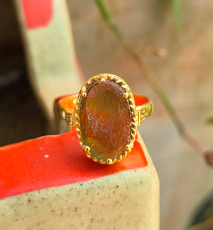 Raw Moldavite Statement Ring | 925 Silver - SilverForestaa