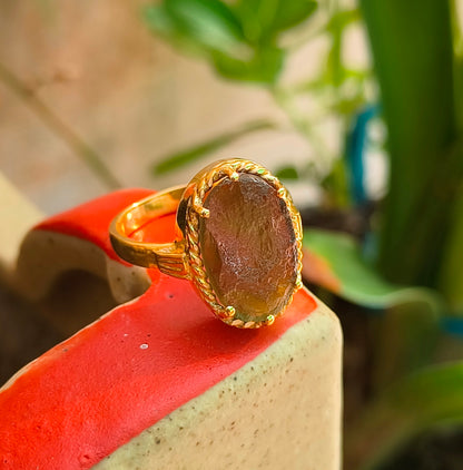 Raw Moldavite Statement Ring | 925 Silver - SilverForestaa