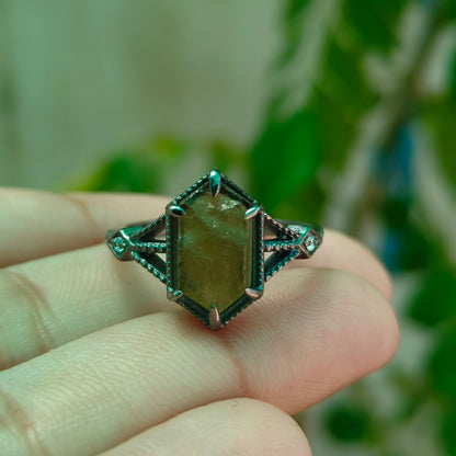 Women’s Raw Moldavite Ring | 925 Sterling Silver Boho Jewelry
