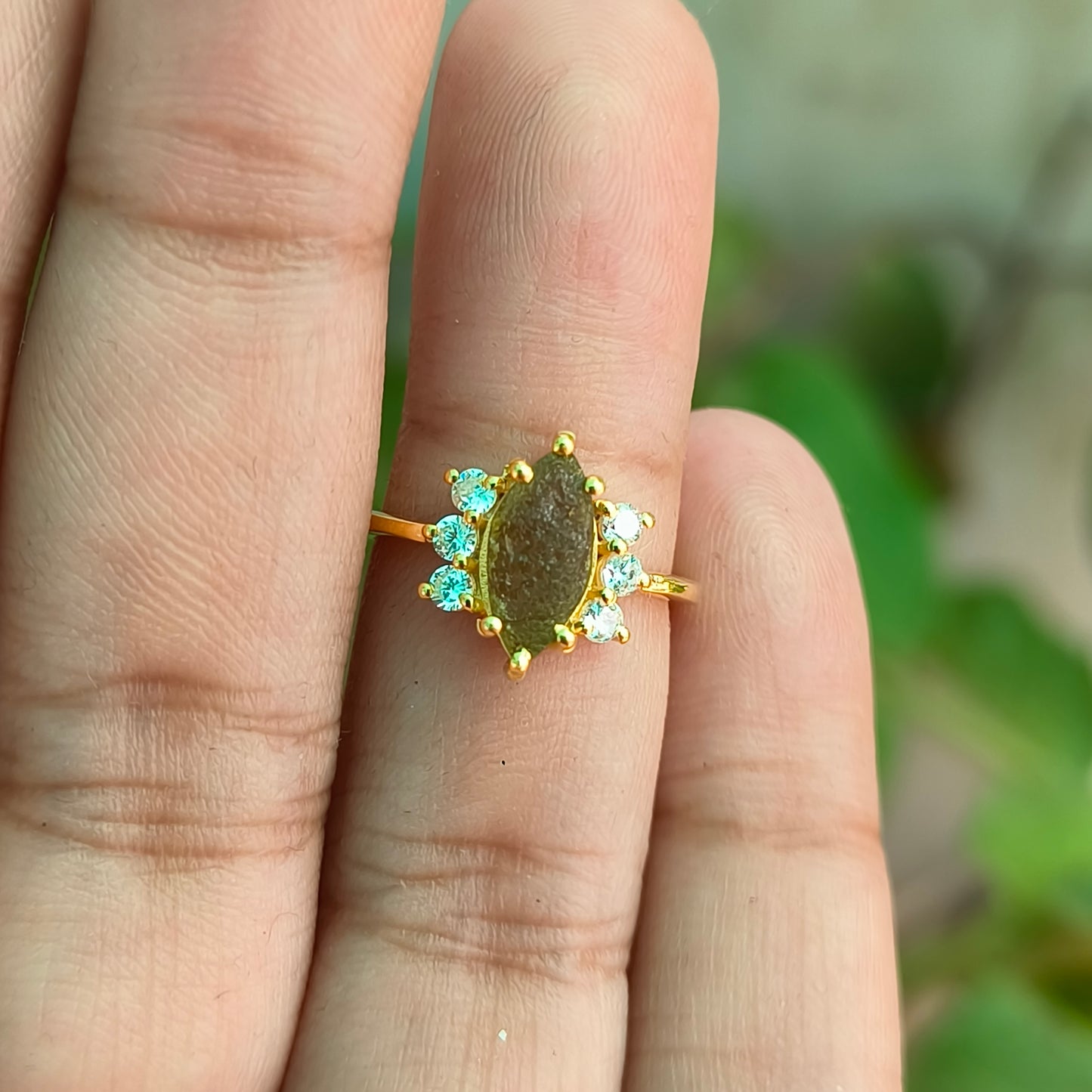 Moldavite Gemstone Ring for Women - SilverForestaa