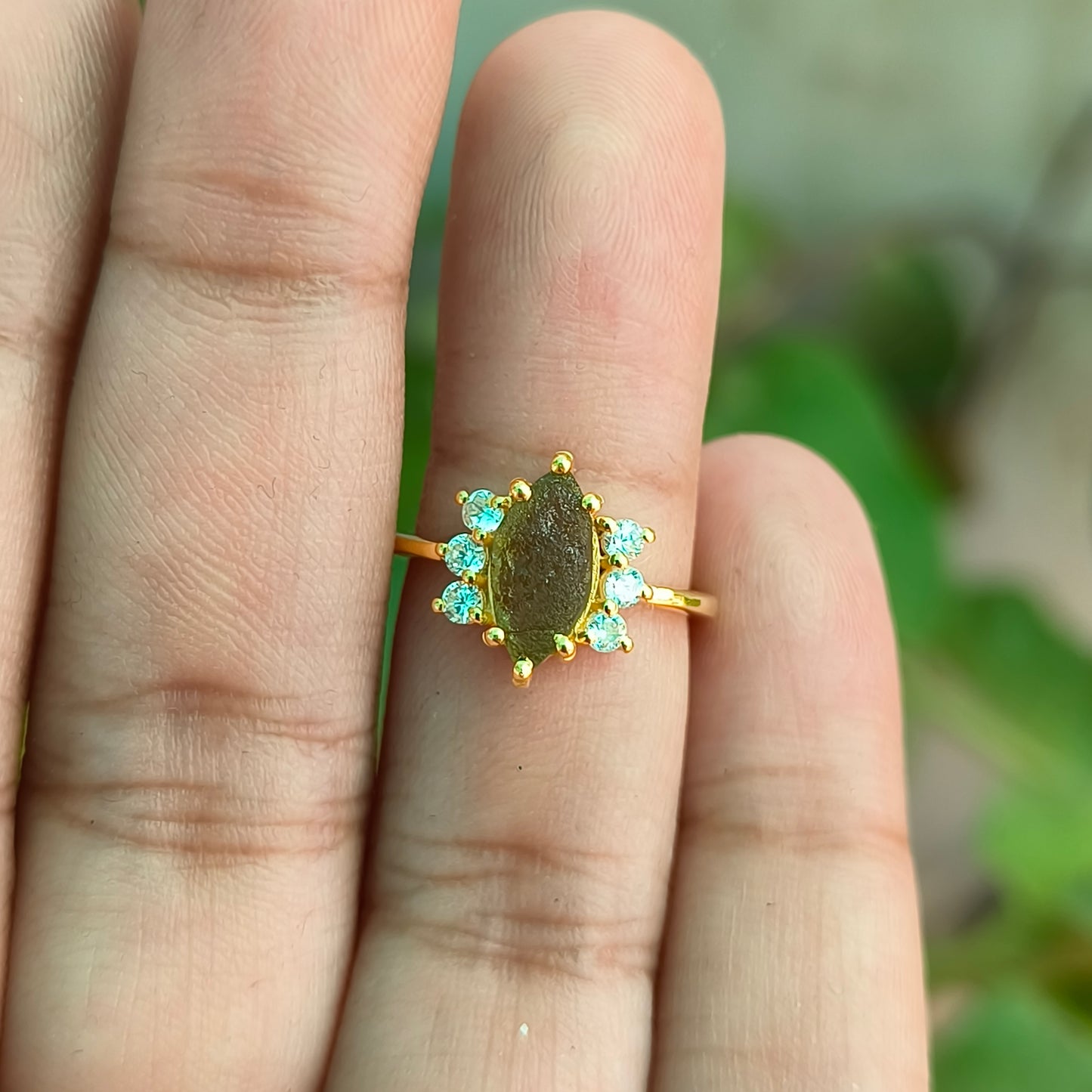 Moldavite Gemstone Ring for Women - SilverForestaa
