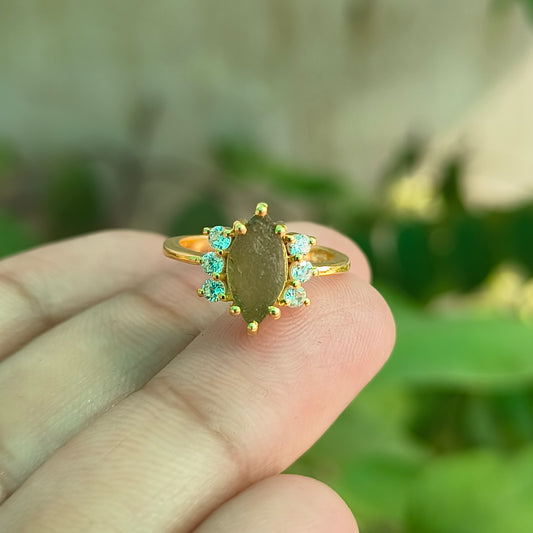 Moldavite Gemstone Ring for Women - SilverForestaa