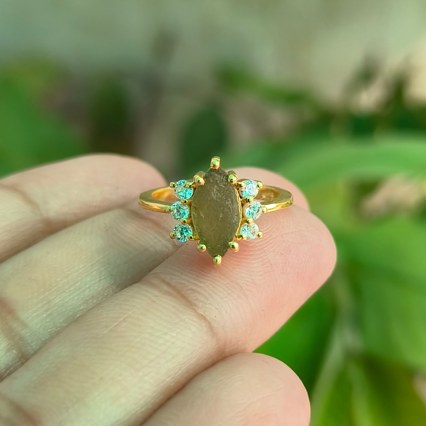 Moldavite Gemstone Ring for Women - SilverForestaa