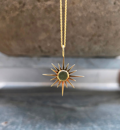 925 Silver Raw Sunburst Moldavite Pendant - SilverForestaa