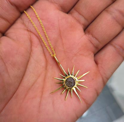 925 Silver Raw Sunburst Moldavite Pendant - SilverForestaa