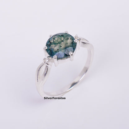 Moss Agate Silver Ring - SilverForestaa