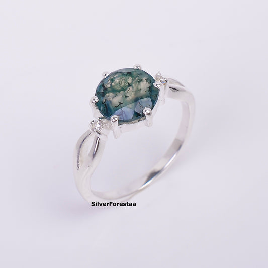 Moss Agate Silver Ring - SilverForestaa