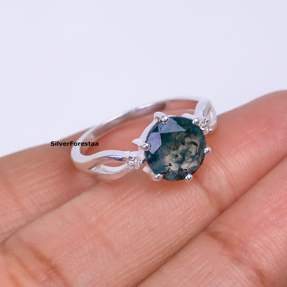 Moss Agate Silver Ring - SilverForestaa