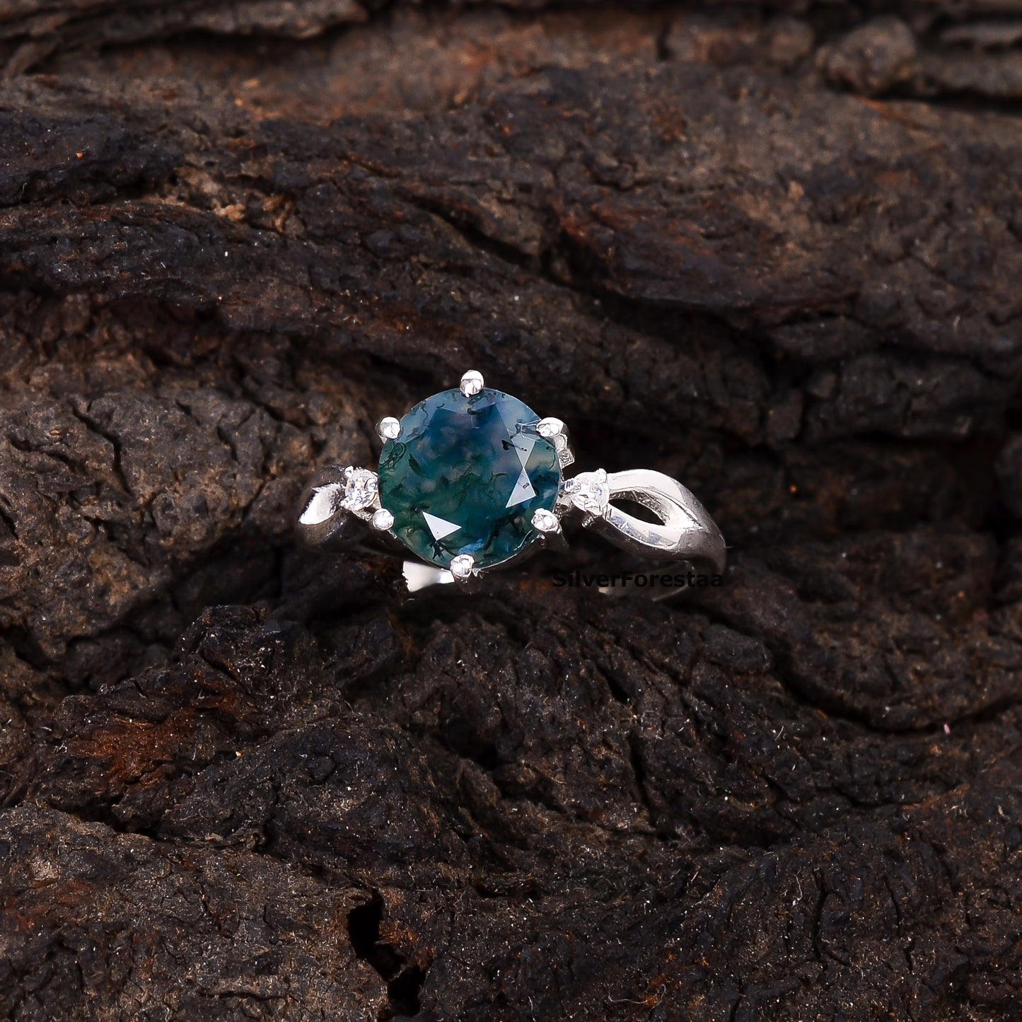 Moss Agate Silver Ring - SilverForestaa