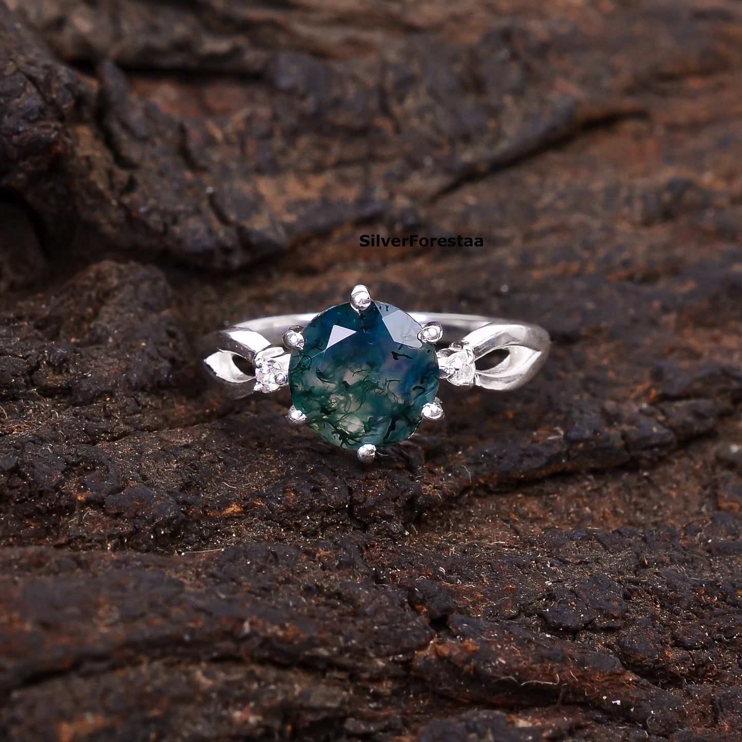 Moss Agate Silver Ring - SilverForestaa