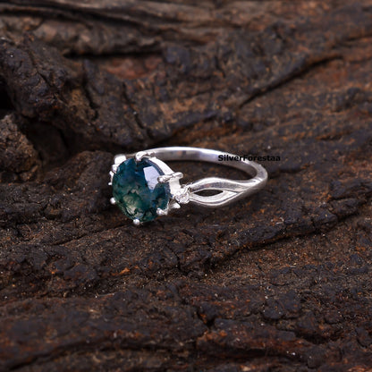Moss Agate Silver Ring - SilverForestaa