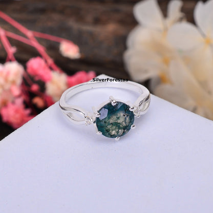 Moss Agate Silver Ring - SilverForestaa