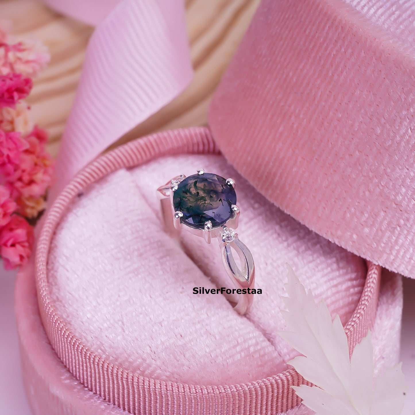 Moss Agate Silver Ring - SilverForestaa