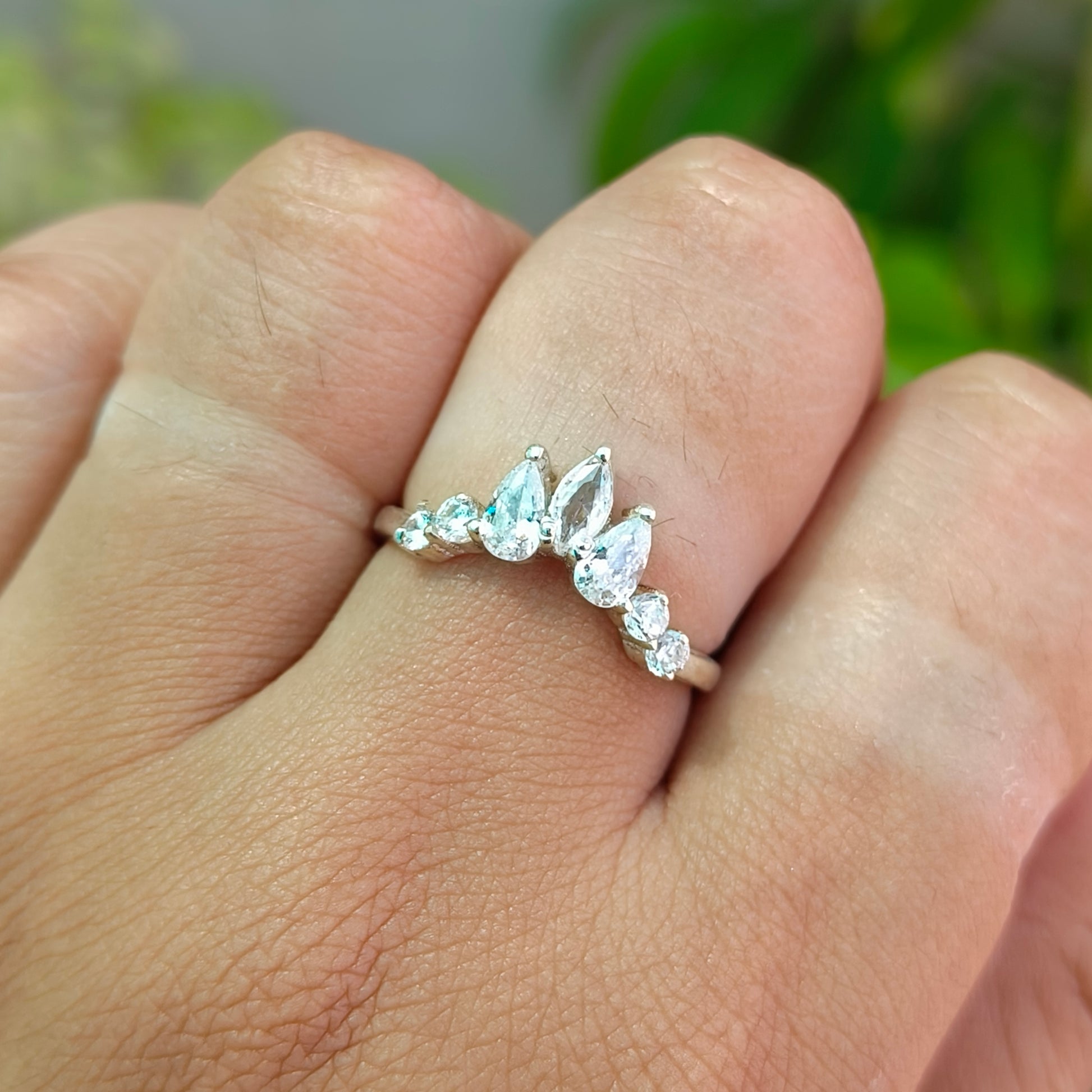 925 Sterling Silver Chevron Ring Band Bridal Set for Women - SILVERFORESTAA