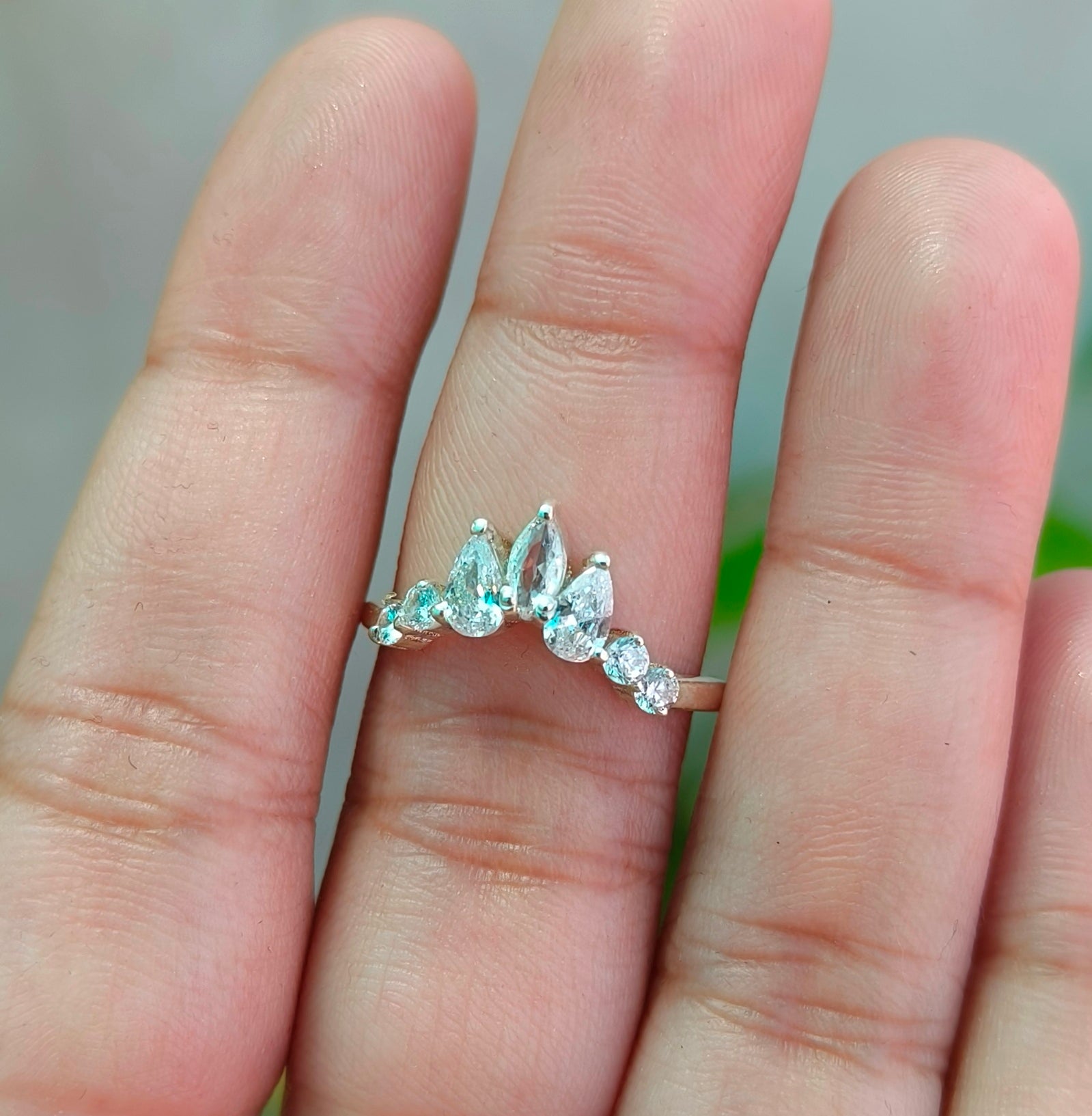 925 Sterling Silver Chevron Ring Band Bridal Set for Women - SILVERFORESTAA