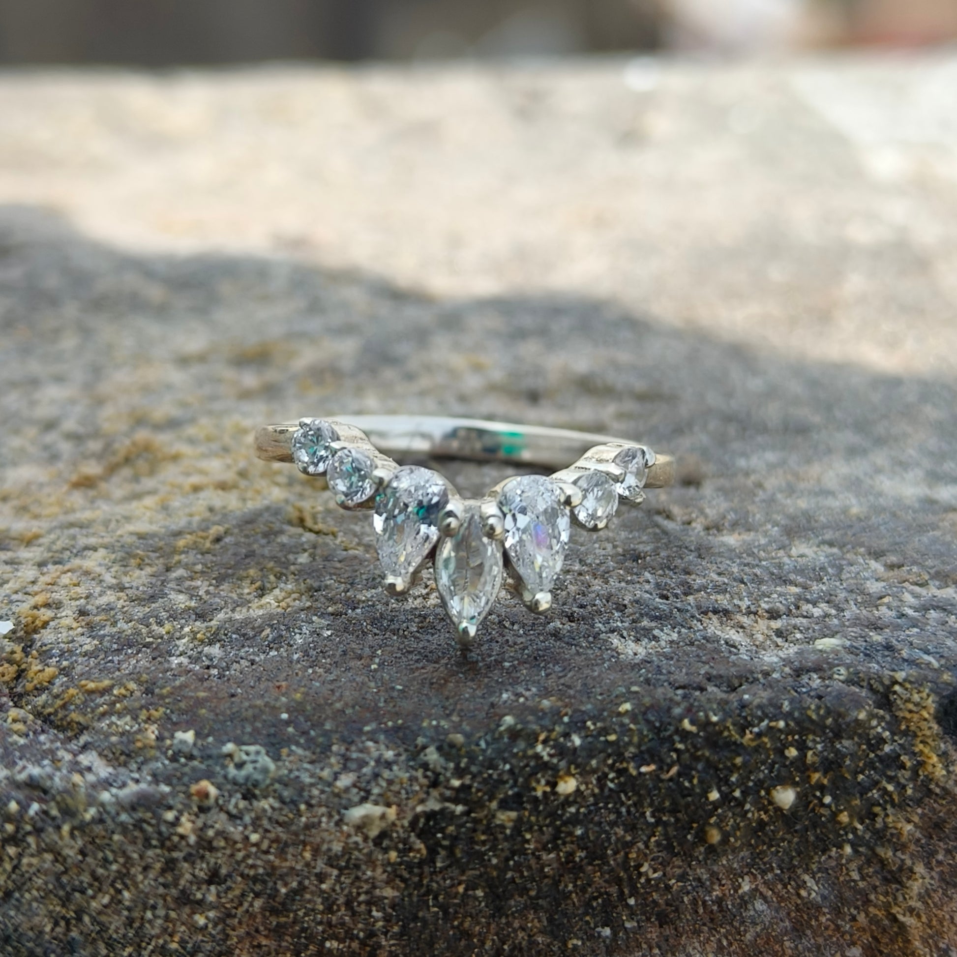 925 Sterling Silver Chevron Ring Band Bridal Set for Women - SILVERFORESTAA