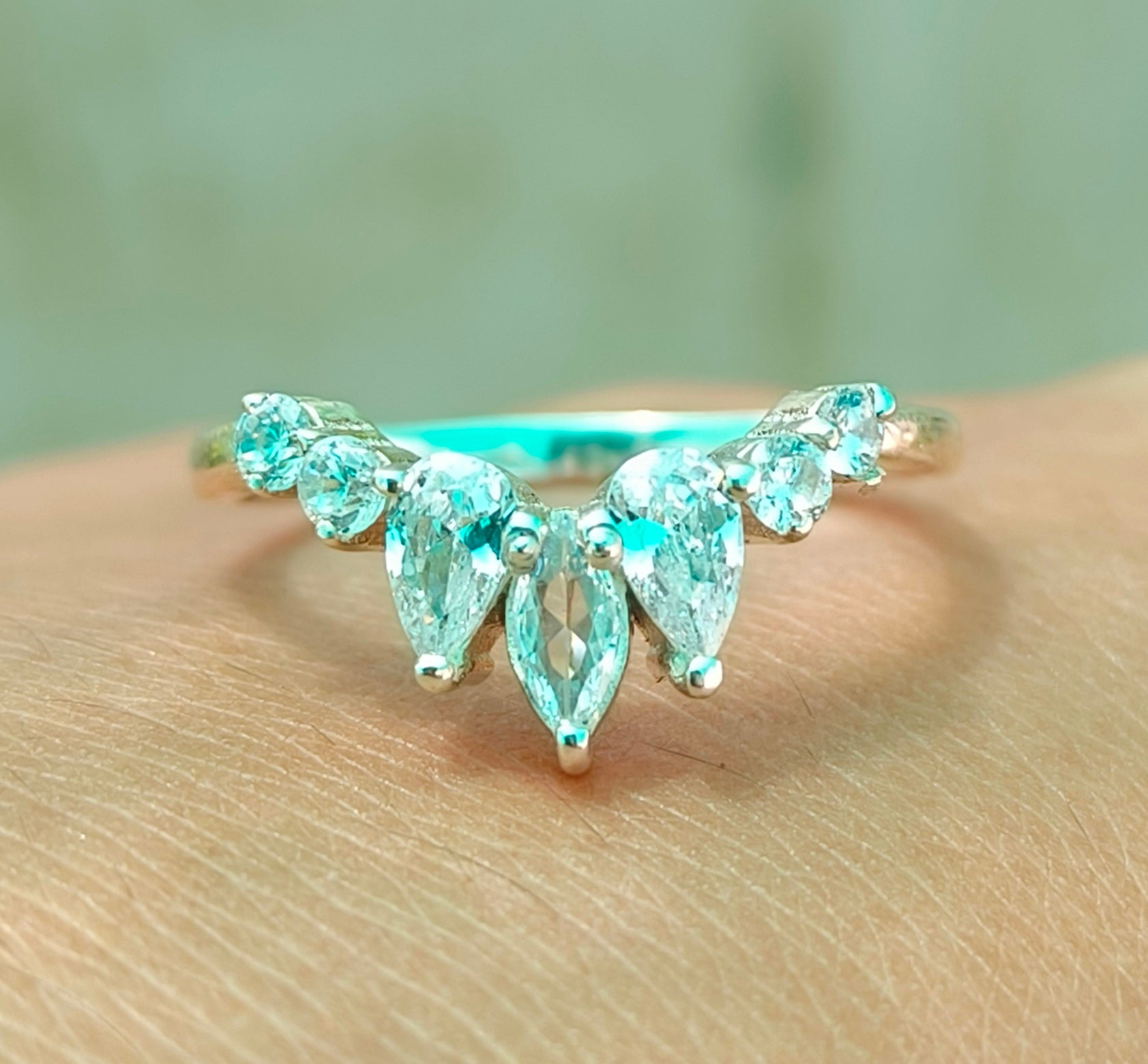 925 Sterling Silver Chevron Ring Band Bridal Set for Women - SILVERFORESTAA
