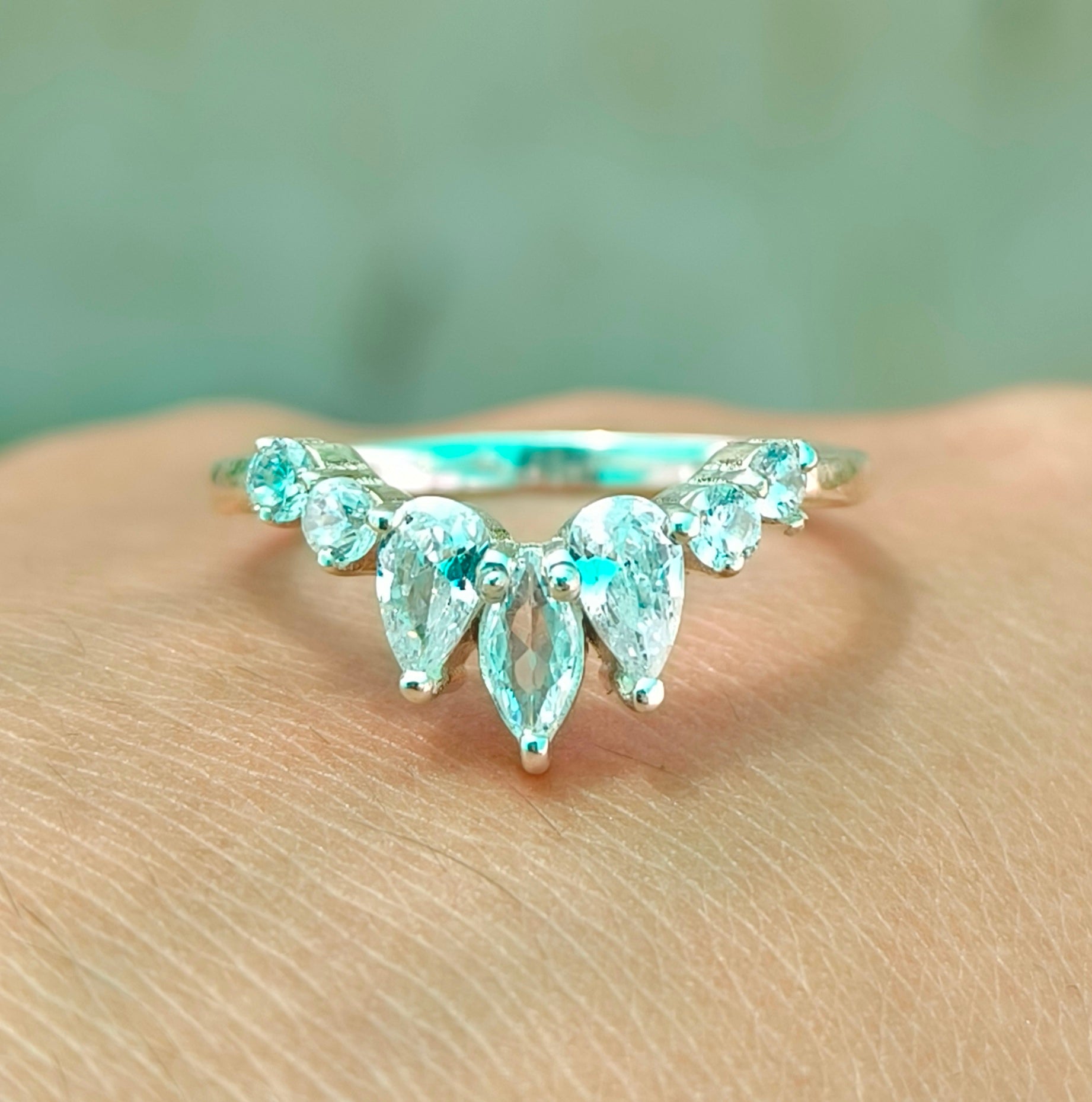 925 Sterling Silver Chevron Ring Band Bridal Set for Women - SILVERFORESTAA
