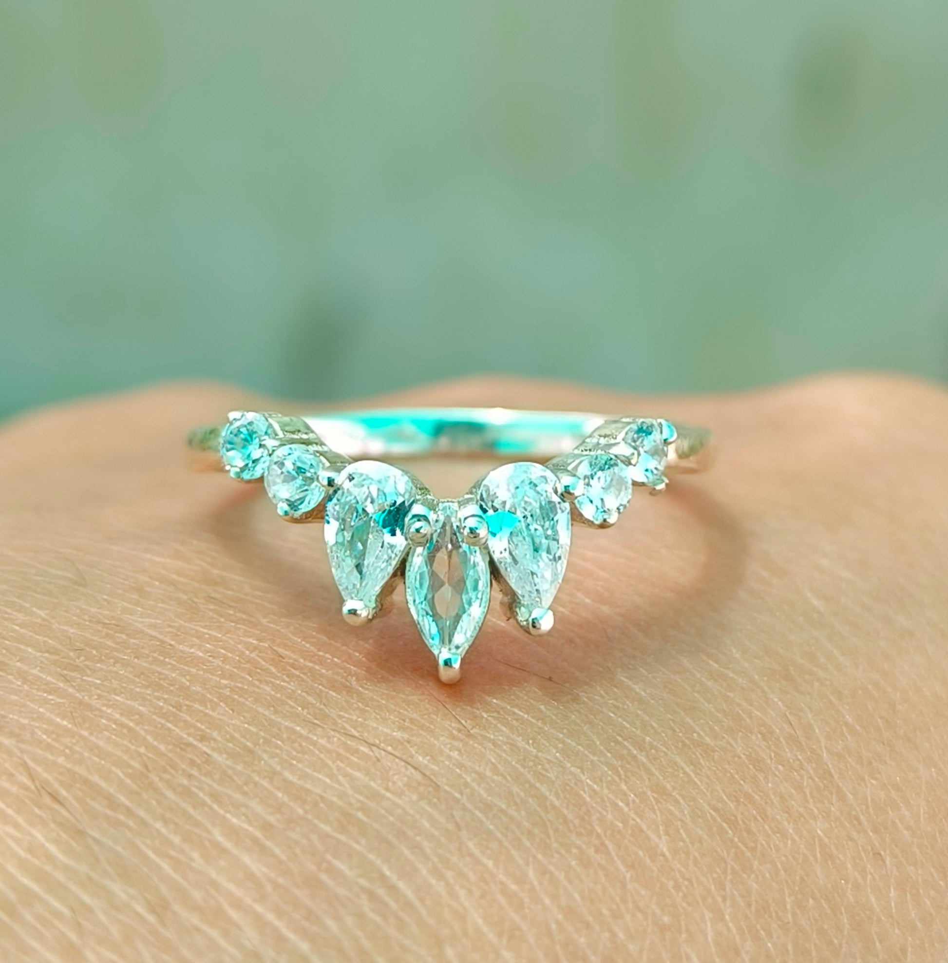 925 Sterling Silver Chevron Ring Band Bridal Set for Women - SILVERFORESTAA