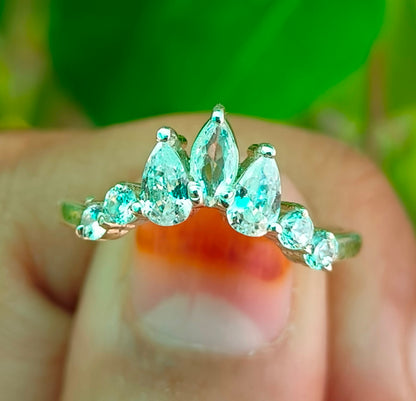 925 Sterling Silver Chevron Ring Band Bridal Set for Women - SILVERFORESTAA