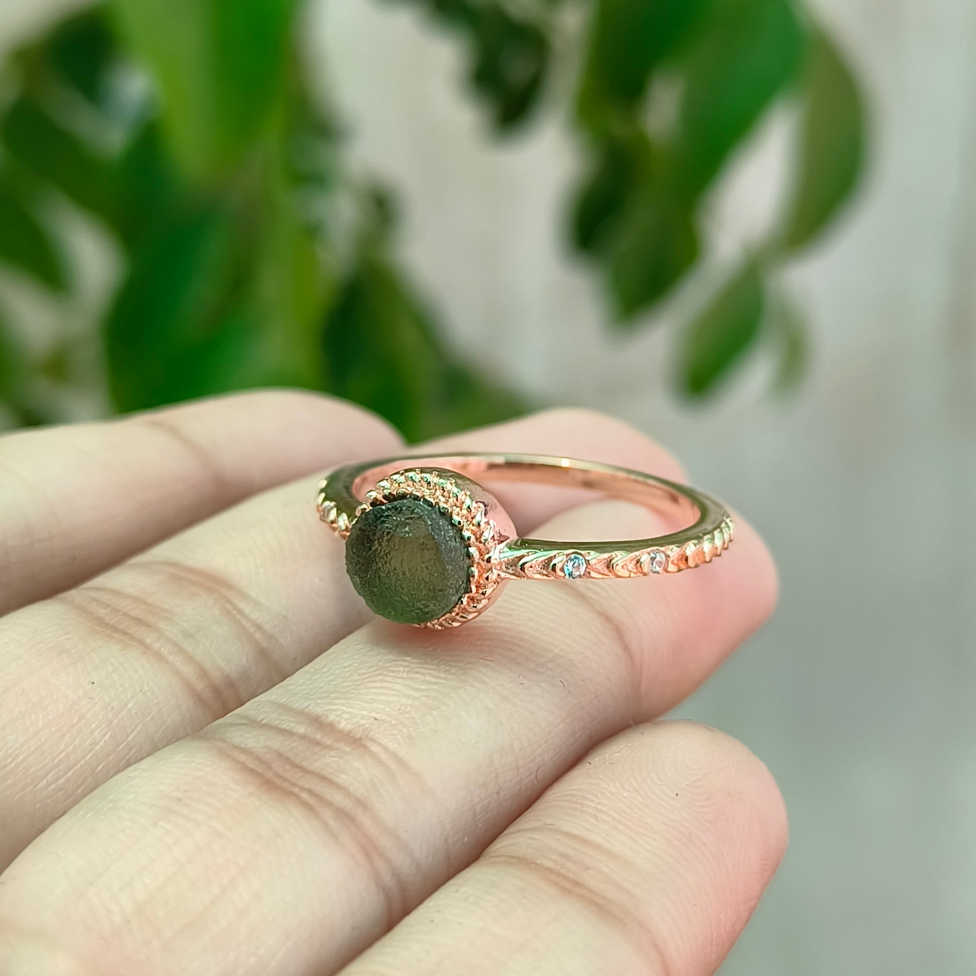 Raw Moldavite Ring 925 Sterling Silver - SilverForestaa - SILVERFORESTAA