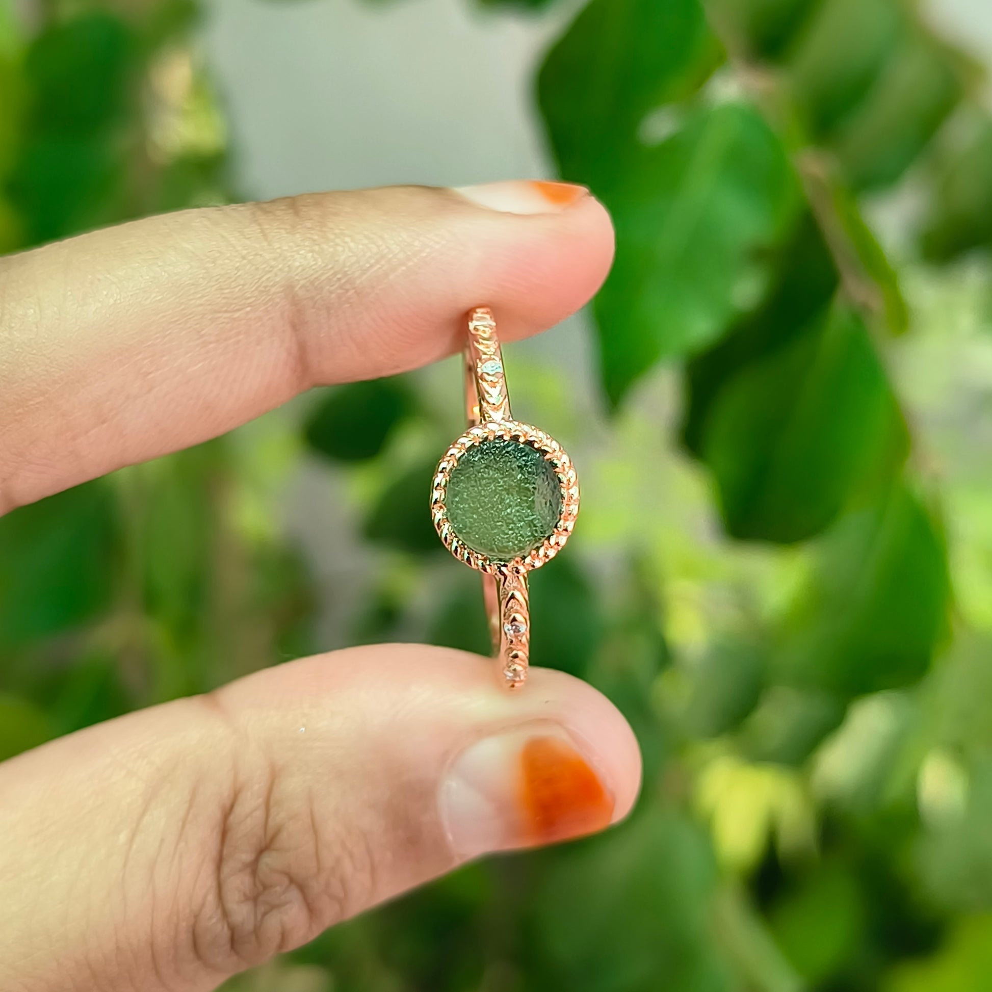 Raw Moldavite Ring 925 Sterling Silver - SilverForestaa - SILVERFORESTAA
