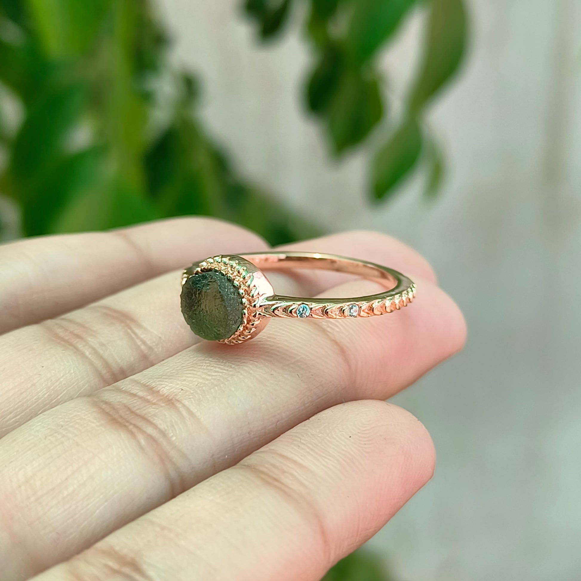 Raw Moldavite Ring 925 Sterling Silver - SilverForestaa - SILVERFORESTAA