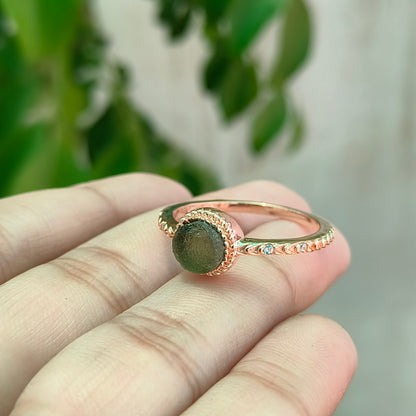 Raw Moldavite Ring 925 Sterling Silver - SilverForestaa - SILVERFORESTAA