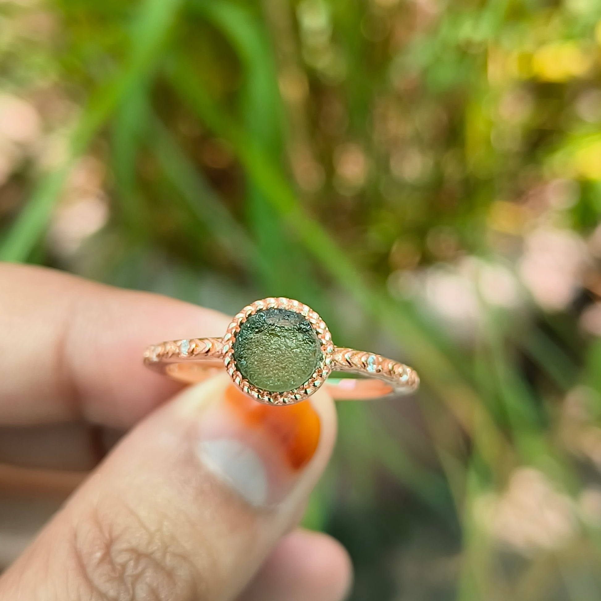 Raw Moldavite Ring 925 Sterling Silver - SilverForestaa - SILVERFORESTAA